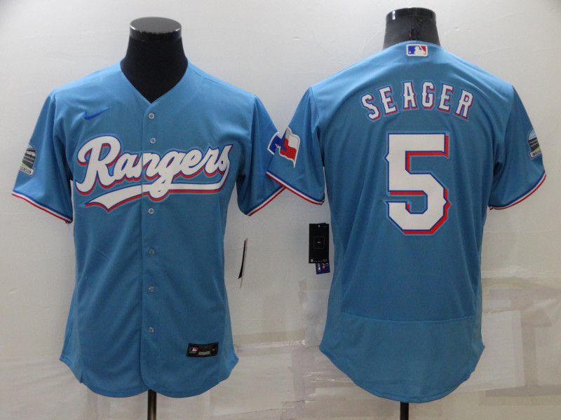 Men Texas Rangers 5 Seager Blue Elite Nike 2022 MLB Jersey